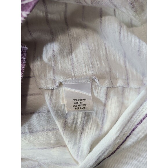 SO 2-Pack Cotton Tees Size Small White & Pink Floral Stripe V-Neck Top - Picture 7 of 11